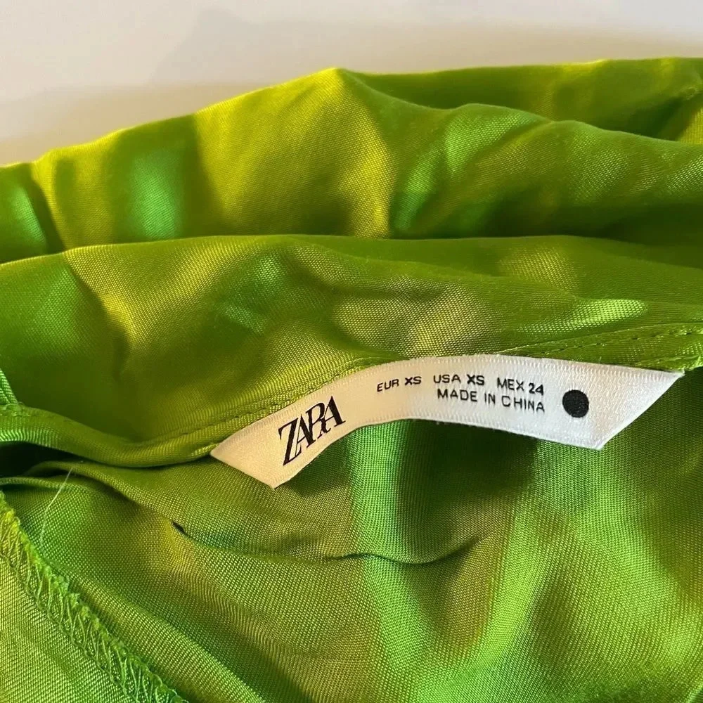 Zara neon green slip dress - Picture 11 of 16